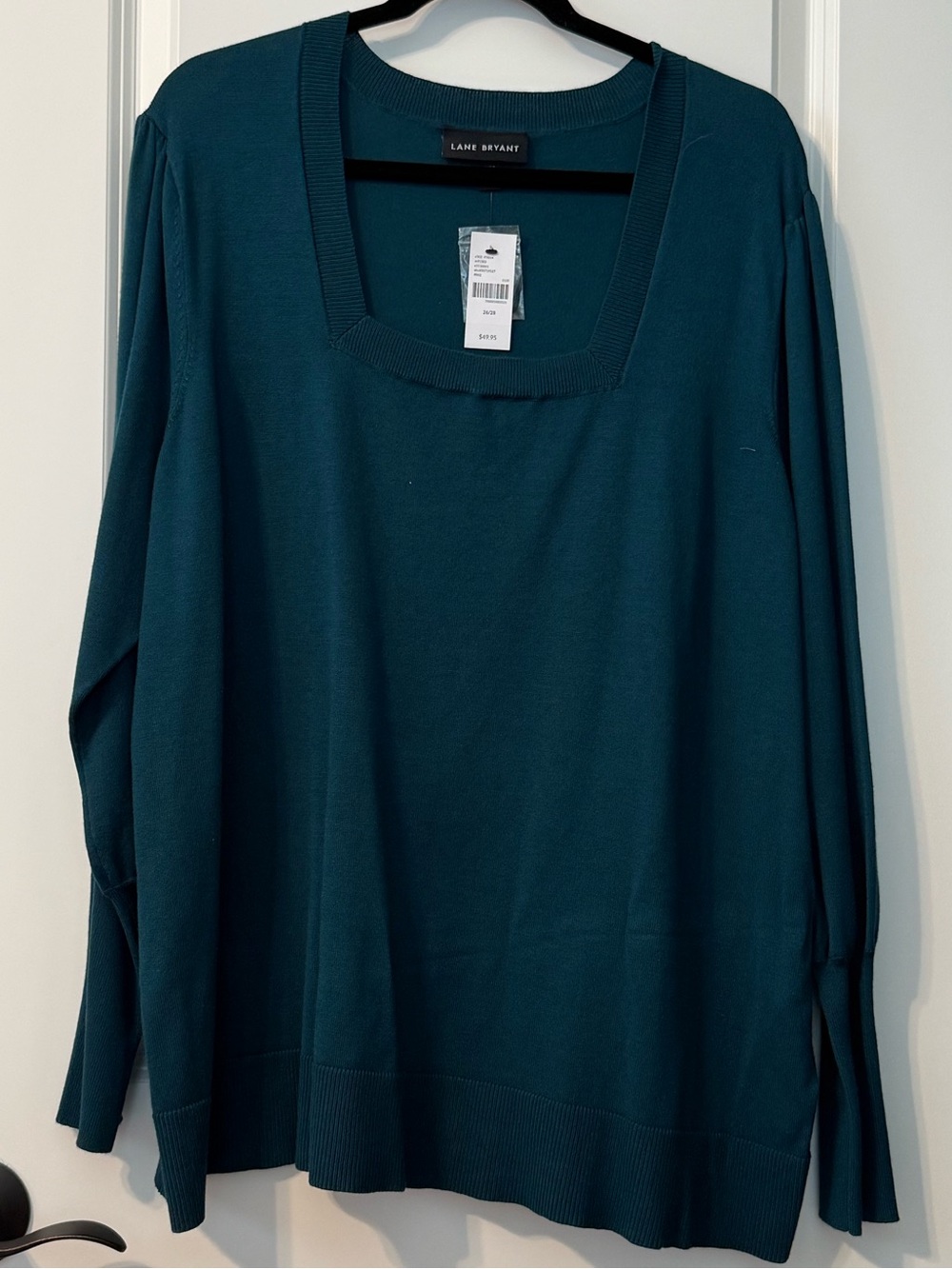NWT Lane Bryant Teal Square-Neck Pullover Sweater 26/28